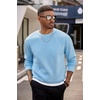 image:imageCOOFANDY Mens Crewneck Sweatshirts Fleece Pullover Thermal Casual Shirt  Soft Fleece Lining Long Sleeve Classic Crewneck Fashion Sweatshirt Fall Winter Warm Sweatshirts Basic TopsLight Blue