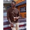 image:imageCOOFANDY Mens Fleece Crewneck Sweatshirt Casual Long Sleeve Pullover Fall Winter Warm Sweatshirts Fashion PulloversBrown