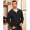 image:imageCOOFANDY Mens Fleece Quarter Zip Pullover Long Sleeve Mock Neck SweatshirtBlack
