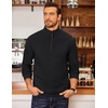 image:imageCOOFANDY Mens Fleece Quarter Zip Pullover Long Sleeve Mock Neck SweatshirtBlack