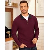 image:imageCOOFANDY Mens Fleece Quarter Zip Pullover Long Sleeve Mock Neck SweatshirtBurgundy