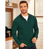 image:imageCOOFANDY Mens Fleece Quarter Zip Pullover Long Sleeve Mock Neck SweatshirtDark Green
