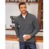 image:imageCOOFANDY Mens Fleece Quarter Zip Pullover Long Sleeve Mock Neck SweatshirtDark Grey