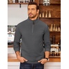 image:imageCOOFANDY Mens Fleece Quarter Zip Pullover Long Sleeve Mock Neck SweatshirtDark Grey