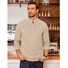 image:imageCOOFANDY Mens Fleece Quarter Zip Pullover Long Sleeve Mock Neck SweatshirtKhaki
