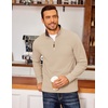 image:imageCOOFANDY Mens Fleece Quarter Zip Pullover Long Sleeve Mock Neck SweatshirtKhaki