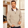 image:imageCOOFANDY Mens Fleece Quarter Zip Pullover Long Sleeve Mock Neck SweatshirtKhaki