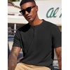 image:imageCOOFANDY Mens Henley Shirts Short Sleeve Texture Casual Button Tee Shirts  Lightweigh CasualTextured FabricSummerClassicBasicComfortableBreathable01black