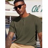 image:imageCOOFANDY Mens Henley Shirts Short Sleeve Texture Casual Button Tee Shirts  Lightweigh CasualTextured FabricSummerClassicBasicComfortableBreathableArmy Green