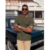 image:imageCOOFANDY Mens Henley Shirts Short Sleeve Texture Casual Button Tee Shirts  Lightweigh CasualTextured FabricSummerClassicBasicComfortableBreathableArmy Green
