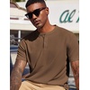 image:imageCOOFANDY Mens Henley Shirts Short Sleeve Texture Casual Button Tee Shirts  Lightweigh CasualTextured FabricSummerClassicBasicComfortableBreathableBrowm