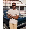image:imageCOOFANDY Mens Henley Shirts Short Sleeve Texture Casual Button Tee Shirts  Lightweigh CasualTextured FabricSummerClassicBasicComfortableBreathableLight Khaki