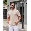 image:imageCOOFANDY Mens Henley Shirts Short Sleeve Texture Casual Button Tee Shirts  Lightweigh CasualTextured FabricSummerClassicBasicComfortableBreathableLight Khaki