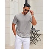 image:imageCOOFANDY Mens Henley Shirts Short Sleeve Texture Casual Button Tee Shirts  Lightweigh CasualTextured FabricSummerClassicBasicComfortableBreathableLight Grey