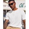image:imageCOOFANDY Mens Henley Shirts Short Sleeve Texture Casual Button Tee Shirts  Lightweigh CasualTextured FabricSummerClassicBasicComfortableBreathableWhite
