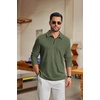 image:imageCOOFANDY Mens Knit Polo Shirt Long Sleeve Polo Sweaters Casual Golf Shirts  long sleeve knit shirtsknitted polo shirtsfleece shirtArmy Green