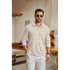 image:imageCOOFANDY Mens Knit Polo Shirt Long Sleeve Polo Sweaters Casual Golf Shirts  long sleeve knit shirtsknitted polo shirtsfleece shirtBeige
