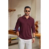 image:imageCOOFANDY Mens Knit Polo Shirt Long Sleeve Polo Sweaters Casual Golf Shirts  long sleeve knit shirtsknitted polo shirtsfleece shirtDark Red
