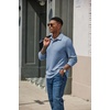 image:imageCOOFANDY Mens Knit Polo Shirt Long Sleeve Polo Sweaters Casual Golf Shirts  long sleeve knit shirtsknitted polo shirtsfleece shirtDusty Blue