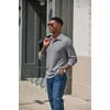 image:imageCOOFANDY Mens Knit Polo Shirt Long Sleeve Polo Sweaters Casual Golf Shirts  long sleeve knit shirtsknitted polo shirtsfleece shirtGrey