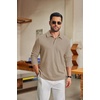 image:imageCOOFANDY Mens Knit Polo Shirt Long Sleeve Polo Sweaters Casual Golf Shirts  long sleeve knit shirtsknitted polo shirtsfleece shirtKhaki