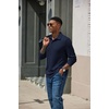 image:imageCOOFANDY Mens Knit Polo Shirt Long Sleeve Polo Sweaters Casual Golf Shirts  long sleeve knit shirtsknitted polo shirtsfleece shirtNavy Blue