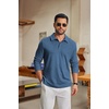 image:imageCOOFANDY Mens Knit Polo Shirt Long Sleeve Polo Sweaters Casual Golf Shirts  long sleeve knit shirtsknitted polo shirtsfleece shirtSea Blue