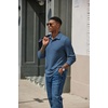 image:imageCOOFANDY Mens Knit Polo Shirt Long Sleeve Polo Sweaters Casual Golf Shirts  long sleeve knit shirtsknitted polo shirtsfleece shirtSea Blue