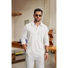 image:imageCOOFANDY Mens Knit Polo Shirt Long Sleeve Polo Sweaters Casual Golf Shirts  long sleeve knit shirtsknitted polo shirtsfleece shirtWhite