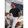 image:imageCOOFANDY Mens Knit TShirts Casual Crewneck Short Sleeve Shirts Summer Tops Basic Pullover TeesAll Black