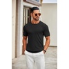 image:imageCOOFANDY Mens Knit TShirts Casual Crewneck Short Sleeve Shirts Summer Tops Basic Pullover TeesAll Black