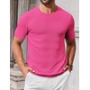 image:imageCOOFANDY Mens Knit TShirts Casual Crewneck Short Sleeve Shirts Summer Tops Basic Pullover TeesBright Pink