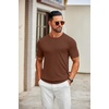 image:imageCOOFANDY Mens Knit TShirts Casual Crewneck Short Sleeve Shirts Summer Tops Basic Pullover TeesBrown