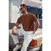 image:imageCOOFANDY Mens Knit TShirts Casual Crewneck Short Sleeve Shirts Summer Tops Basic Pullover TeesBrown