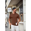 image:imageCOOFANDY Mens Knit TShirts Casual Crewneck Short Sleeve Shirts Summer Tops Basic Pullover TeesBrown