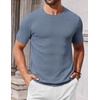 image:imageCOOFANDY Mens Knit TShirts Casual Crewneck Short Sleeve Shirts Summer Tops Basic Pullover TeesDark Grey Blue