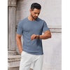 image:imageCOOFANDY Mens Knit TShirts Casual Crewneck Short Sleeve Shirts Summer Tops Basic Pullover TeesDark Grey Blue