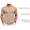 image:imageCOOFANDY Mens Knit TShirts Casual Crewneck Short Sleeve Shirts Summer Tops Basic Pullover TeesKhaki