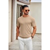 image:imageCOOFANDY Mens Knit TShirts Casual Crewneck Short Sleeve Shirts Summer Tops Basic Pullover TeesKhaki