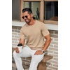 image:imageCOOFANDY Mens Knit TShirts Casual Crewneck Short Sleeve Shirts Summer Tops Basic Pullover TeesKhaki