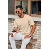 image:imageCOOFANDY Mens Knit TShirts Casual Crewneck Short Sleeve Shirts Summer Tops Basic Pullover TeesLight Khaki