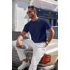 image:imageCOOFANDY Mens Knit TShirts Casual Crewneck Short Sleeve Shirts Summer Tops Basic Pullover TeesNavy Blue