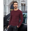 image:imageCOOFANDY Mens Long Sleeve Shirts Thermal TShirt Slim Fit Crewneck Sweater Knitted Pullover ShirtDeep Red
