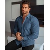 image:imageCOOFANDY Mens Muscle Fit Dress Shirts Casual Button Down Long Sleeve  4Way Stretch Wrinkle Free Slim Fit Lightweight Breathable Move Freely Bussiness Casual Soft and SkinFriendlyDark Blue