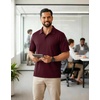 image:imageCOOFANDY Mens Polo Shirts Short Sleeve Quick Dry Performance Golf Polos Tactical Work Shirts with Pen PocketWine Red Polo