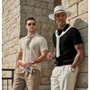 image:imageCOOFANDY Mens Polo Shirts Textured Knit Short Sleeve Stretch Casual Shirts  IceCool Fabric Comfortable and Breathable Three Button placket unique knit TextureAll Black
