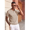 image:imageCOOFANDY Mens Polo Shirts Textured Knit Short Sleeve Stretch Casual Shirts  IceCool Fabric Comfortable and Breathable Three Button placket unique knit TextureKhaki