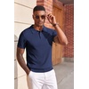image:imageCOOFANDY Mens Polo Shirts Textured Knit Short Sleeve Stretch Casual Shirts  IceCool Fabric Comfortable and Breathable Three Button placket unique knit TextureNavy Blue