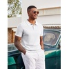 image:imageCOOFANDY Mens Polo Shirts Textured Knit Short Sleeve Stretch Casual Shirts  IceCool Fabric Comfortable and Breathable Three Button placket unique knit TextureWhite