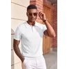 image:imageCOOFANDY Mens Polo Shirts Textured Knit Short Sleeve Stretch Casual Shirts  IceCool Fabric Comfortable and Breathable Three Button placket unique knit TextureWhite